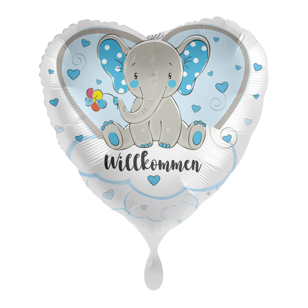 Folienballon Elefant Willkommen Blau 43cm
