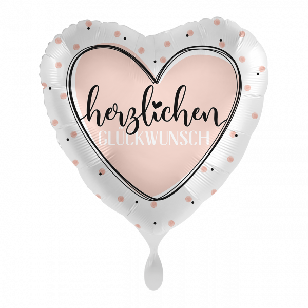 Folienballon "Glossy Heart Herzlichen Glückwunsch "43cm