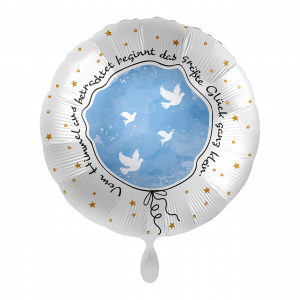 Folienballon Taufe - kleines großes Glück - hellblau 43cm