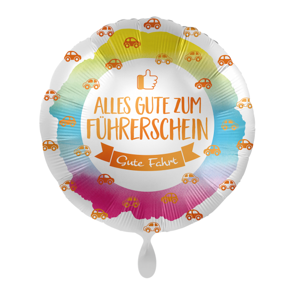 Folienballon "Alles Gute zum Führerschein" Rund, 43 cm