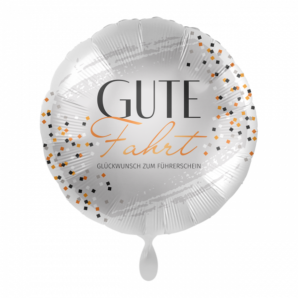 Folienballon "Gute Fahrt Glitter " Rund, 43 cm