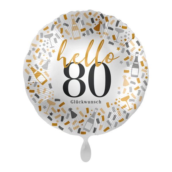 Folienballon "Hello 80" , 43 cm