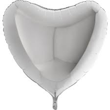 Folienballon "Herz" silber metallic 91cm