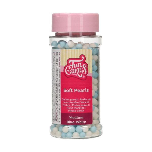 FunCakes Soft Pearls Medium Hellblau/Weiß 60 g