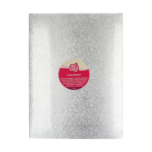 FunCakes Tortenplatten - Rechteckig- mit Silberfolie 4mm/ 35x25cm