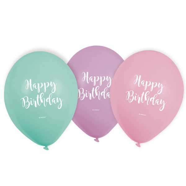 6 Latexballons Happy Birthday 22,8 cm/9''