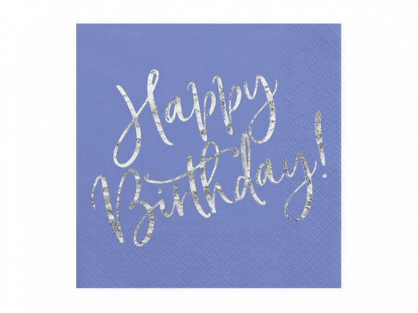 20 Servietten "Happy Birthday" Blau 33x33 cm
