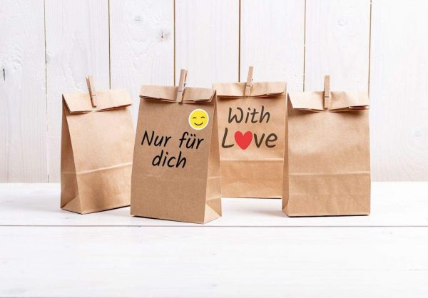 4 HEKU  Geschenktüten Kraftpapier braun 26x17x7cm