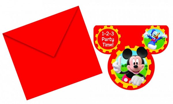 6 Einladungskarten & Umschläge Mickey Mouse