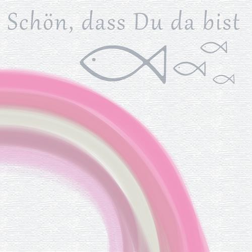 20 Servietten "Schön, das Du da bist" Regenbogen rosa 33x33 cm