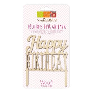 Tortentopper SCRAPCOOKING CAKE WOOD HAPPY BIRTHDAY