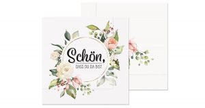 20 Servietten Schön Dass Du da bist, Blumen - im Kranz 33x33cm