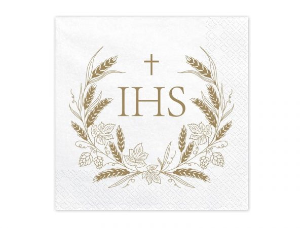 12 Servietten IHS, 33x33 cm, Gold