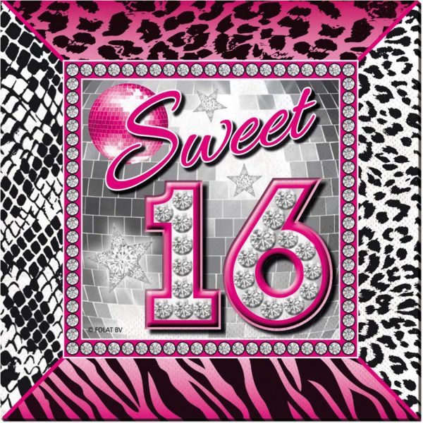 20 Servietten Sweet Sixteen, 25cm