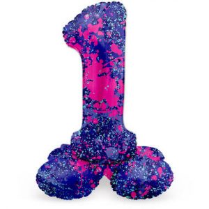 Stehender Folienballon Ziffer / Zahl 1 Paint Splash - 72 cm