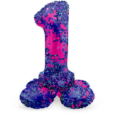 Unbenannt Stehender Folienballon Ziffer / Zahl 1 Paint Splash - 72 cm