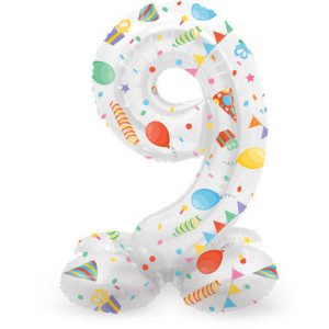 Stehender Folienballon Ziffer / Zahl 9 Joyful Party - 72 cm