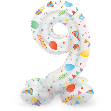 Stehender Folienballon Ziffer / Zahl 9 Joyful Party - 72 cm