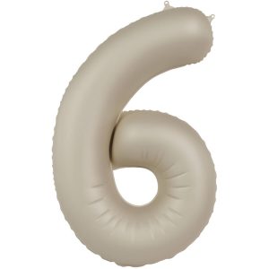Folienballon Zahl 6 - Creamy Latte - Ultra Matt - 86 cm