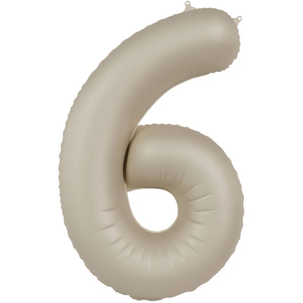 Folienballon Zahl 6 - Creamy Latte - Ultra Matt - 86 cm