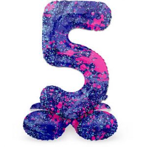 Stehender Folienballon Ziffer / Zahl 5 Paint Splash - 72 cm