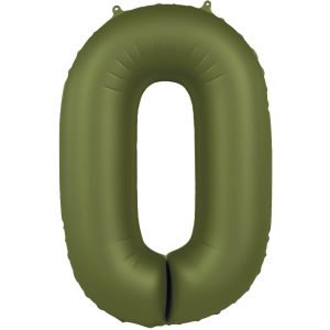 Folienballon Zahl 0 - Olive Green - Ultra Matt - 86 cm