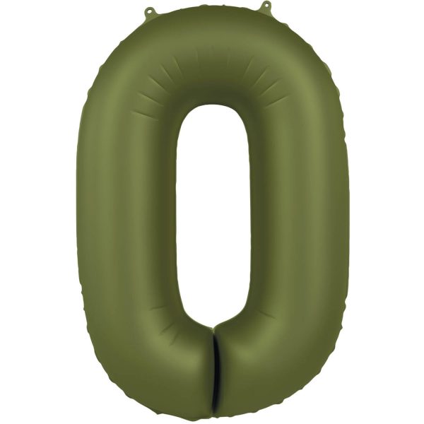 Folienballon Zahl 0 - Olive Green - Ultra Matt - 86 cm