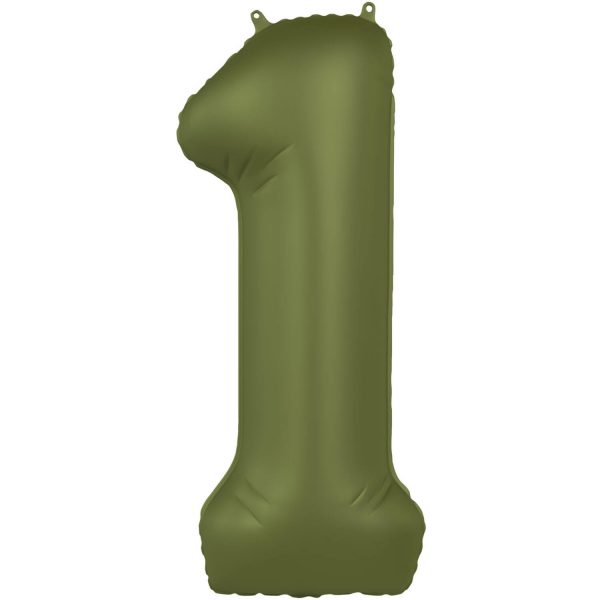 Folienballon Zahl 1 - Olive Green - Ultra Matt - 86 cm