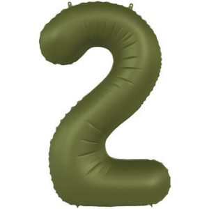 Folienballon Zahl 2 - Olive Green - Ultra Matt - 86 cm