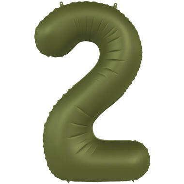 Folienballon Zahl 2 - Olive Green - Ultra Matt - 86 cm