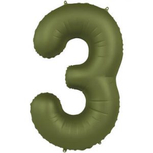 Folienballon Zahl 3 - Olive Green - Ultra Matt - 86 cm