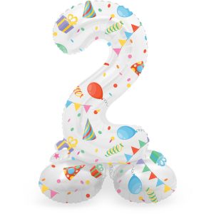 Stehender Folienballon Ziffer / Zahl 2 Joyful Party - 72 cm