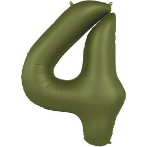Folienballon Zahl 4 - Olive Green - Ultra Matt - 86 cm