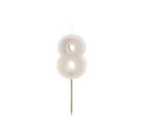 Geburtstagskerze Zahl 8 ,beige, 6 cm