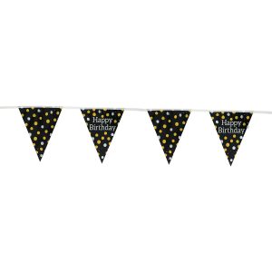 Wimpelkette Glossy Black 'Happy Birthday' - 4 Meter
