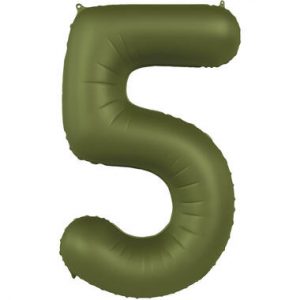 Folienballon Zahl 5 - Olive Green - Ultra Matt - 86 cm