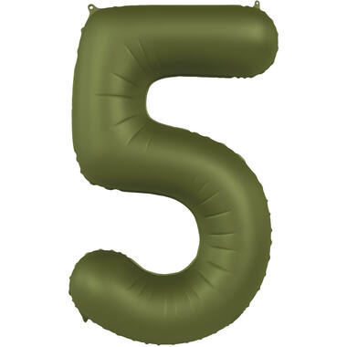 Folienballon Zahl 5 - Olive Green - Ultra Matt - 86 cm