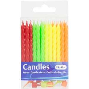 Kerze Neonfarben - 24 Stück - 6 cm