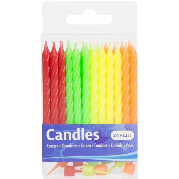 Kerze Neonfarben - 24 Stück - 6 cm