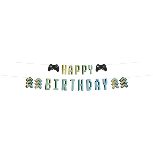 Buchstabengirlande - "Happy Birthday" - Level Up - 1,5 Meter