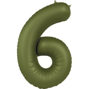 Folienballon Zahl 6 - Olive Green - Ultra Matt - 86 cm