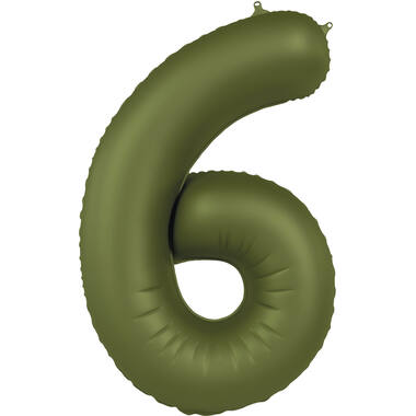Folienballon Zahl 6 - Olive Green - Ultra Matt - 86 cm