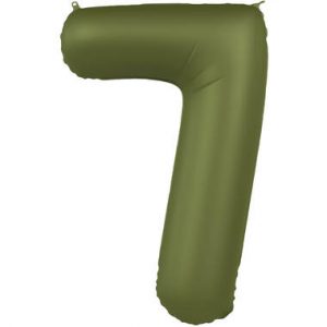 Folienballon Zahl 7 - Olive Green - Ultra Matt - 86 cm