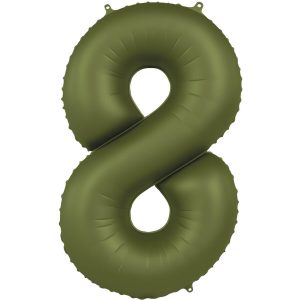 Folienballon Zahl 8 - Olive Green - Ultra Matt - 86 cm