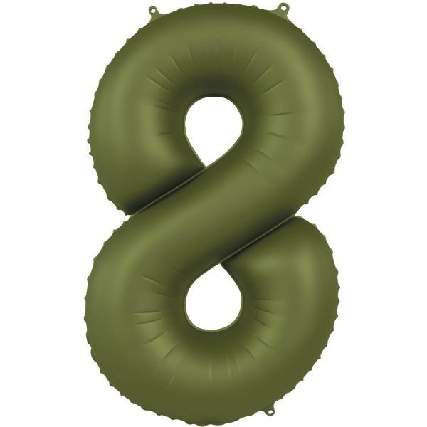 Folienballon Zahl 8 - Olive Green - Ultra Matt - 86 cm