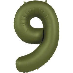 Folienballon Zahl 9 - Olive Green - Ultra Matt - 86 cm