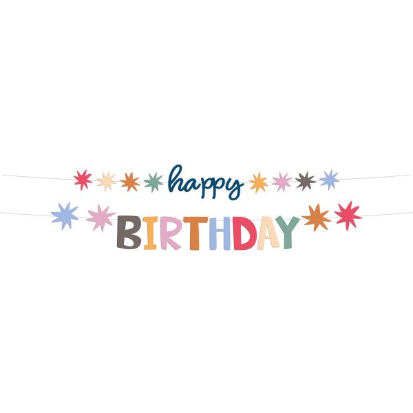 Buchstabengirlande-Set - "Happy Birthday" - Starburst - 1,5 Meter