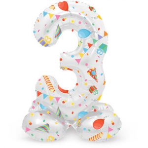 Stehender Folienballon Ziffer / Zahl 3 Joyful Party - 72 cm