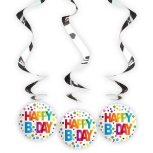Geburtstag Hängedeko mit Punkten - 3 Stück
