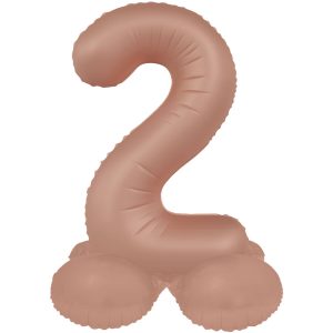 Stehender Folienballon Zahl 2 - Vintage Rose - Ultra Matt - 72 cm